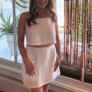 Abercrombie White Sequin Matching Set